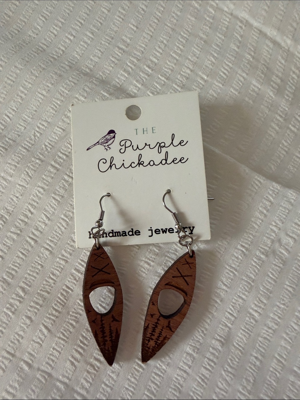 Brown Wooden Leaf Drop Earrings
